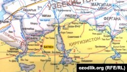 Часть Ферганской долины. На карте обозначен анклав Сох