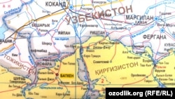 Central Asia - Map of the Uzbek exclave of Sokh in Kyrgyzstan