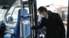 Armenia - Mayor Hayk Marutian inspects new buses purchased for Yerevan's public transport system, February 5, 2021.