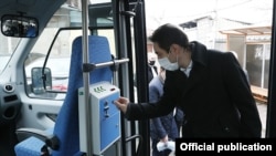 Armenia - Mayor Hayk Marutian inspects new buses purchased for Yerevan's public transport system, February 5, 2021.