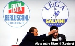 Сильвіо Берлусконі з Маттео Сальвіні, Рим, Італія, 1 березня 2018 року