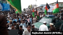 Thousands of Afghans demonstrated in the southeastern city of Khost to demand ceasefire from the warring sides on May 31.