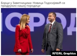 Novica Todosijević, predsednik Vidovdanskih vitezova srpskih i ministarka Milica Đurđević Stamenkovski (prtscr objave stranke Zavetnici)