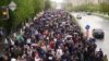 Antigovernment protesters rally in central Yerevan.