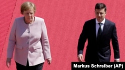 Президент України Володимир Зеленський і канцлер Німеччини Ангела Меркель. Берлін, 18 червня 2019 року
