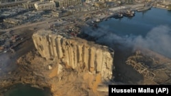 Imagine făcută cu drona cu portul devastat din Beirut