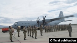 Armenia - The send-off ceremony for Armenian troops that will participate in U.S.-led military exercises in Europe, 3Apr2015. (Photo courtesy of the U.S. Embassy in Yerevan)