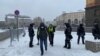 RFE/RL Russian Service live broadcasting crew cameramen Aleksei Zykov and journalist Yury Lebedev cover a rally in support of Aleksei Navalny in Moscow in 2021.