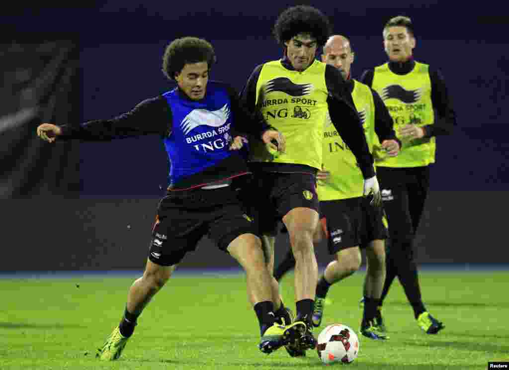 Alex Witsel i Marouane Fellaini, Zagreb, 10. oktobar 2013. Foto: REUTERS / Antonio Bronić 