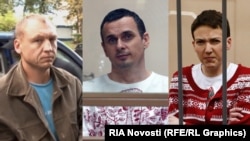 Three hostages: Estonian police officer Eston Kohver, Ukrainian filmmaker Oleh Sentsov, and Ukrainian military pilot Nadia Savchenko