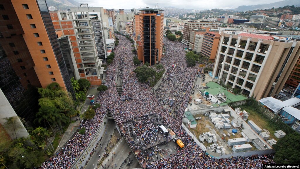 Массовые протесты в Каракасе 23 января 2019 г.