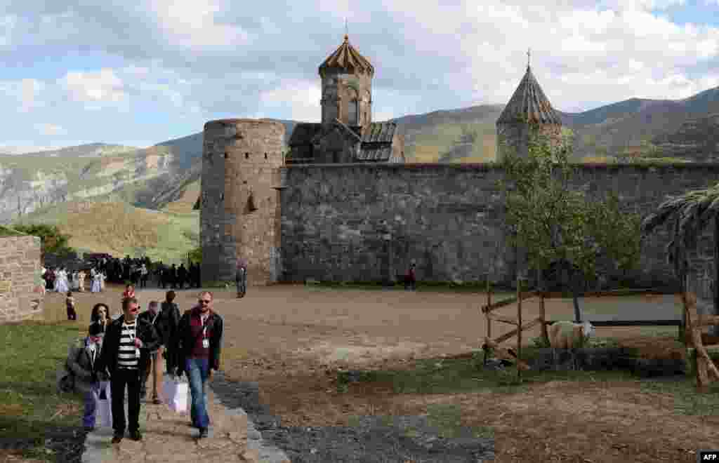 The ancient Tatev Monastery in Armenia&#39;s southern mountains, close to the border with Iran