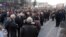 Protesters march in Skopje on February 27.