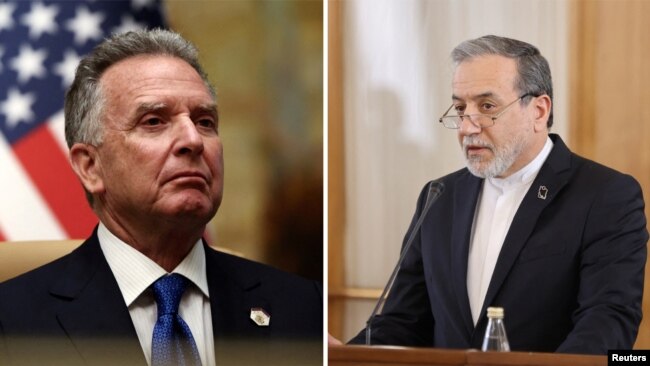 ریاست هیئت ایرانی در این گفتوگوها با عباس عراقچی (راست) و هیئت آمریکایی با استیو ویتکاف، نماینده ویژه دونالد ترامپ در امور خاورمیانه، است