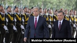 Касым-Жомарт Токаев менен Шавкат Мирзиёев. Ташкент, Өзбекстан.