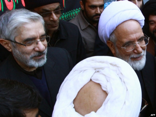 Mir Hossein Musavi (left), his wife, Zahra Rahnavard, and reformist cleric Mehdi Karrubi (right), have been under house arrest since February 2011 amid reports they are suffering various health problems.