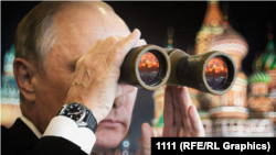 Коллаж: Владимир Путин смотрит на дым над Туапсе