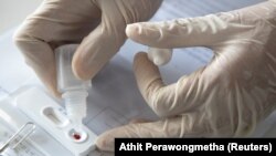 Проведение теста на наличие коронавирусной инфекции. Лаборатория в Тайланде, апрель, 2020 г.