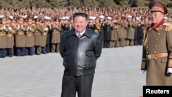 North Korean leader Kim Jong Un visits the Defense Ministry on February 8.