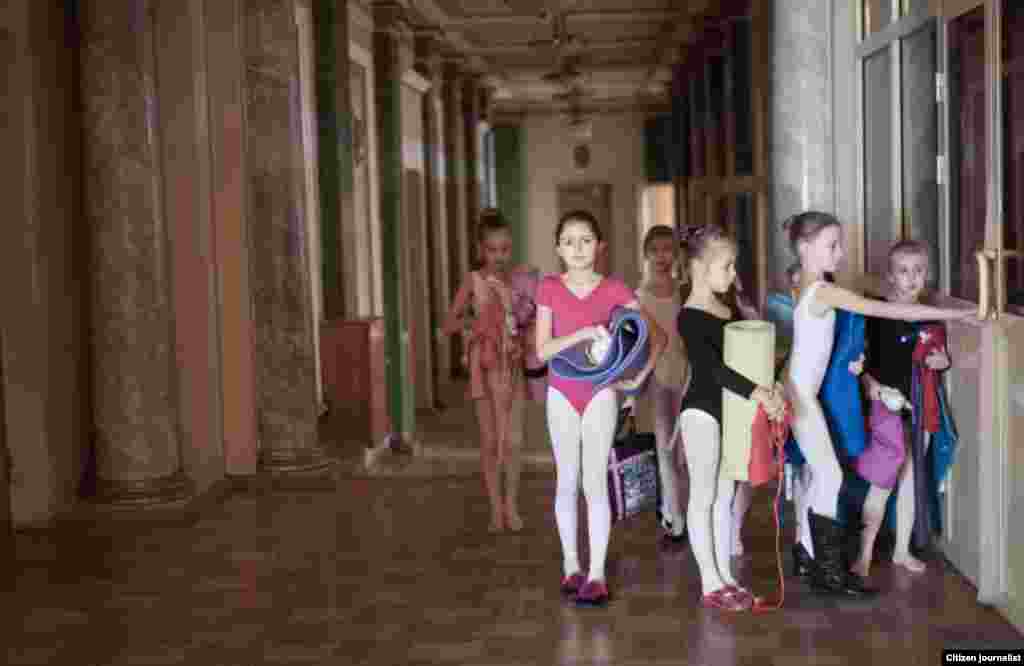 Donetsk, Ukrain. Donetsk opera theater. The children ballet dance shool.