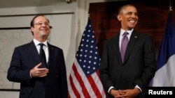 ԱՄՆ-ի նախագահ Բարաք Օբամա և Ֆրանսիայի նախագահ Ֆրանսուա Օլանդ, Շարլոթսվիլ, Վիրջինա նահանգ, 10-ը փետրվարի, 2014թ.