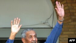 Nuclear scientist Abdul Qadeer Khan at his residence in Islamabad after the court verdict.