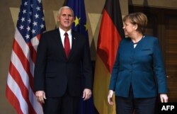 Vicepreședintele american Mike Pence și cancelara Angela Merkel