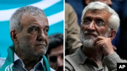 سعید جلیلی (راست) نامزد اصولگرایان و مسعود پزشکیان، نامزد اصلاح‌طلبان، در دور دوم انتخابات چهاردهم ریاست‌جمهوری با هم رقابت می‌کنند