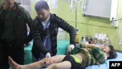 A Syrian child receives treatment at a hospital in Khan Sheikhun following what is believed to have been a chemical-weapons attack on April 4.