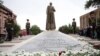 Armenia - The statue of Garegin Nzhdeh is unveiled in Yerevan, 28May2016.