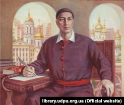 Філософ Григорій Сковорода (1722–1794). Портрет на тлі сучасного Києва