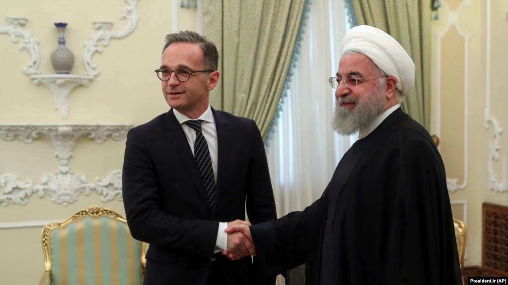 IRAN -- Iranian Foreign Minister Mohammad Javad Zarif and his German counterpart Heiko Maas give a press conference after their talks, in Tehran, June 10, 2019