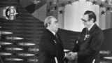 SOVIET UNION -- Leonid Brezhnev visits Minsk. General Secretary of the CPSU Central Committee, Chairman of the Presidium of the Supreme Soviet of the USSR Leonid Brezhnev awards the Order of Lenin and the Hammer and Sickle Gold Medal to Hero of Socialist 