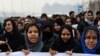 Women march in Kabul during a protest calling for an end to violence against women in Afghanistan and around the world in February.