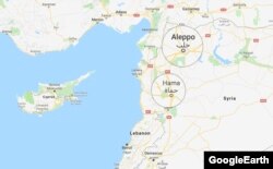 Карта. Сириялык Алеппо (Халеб) жана Хама шаарлары. 