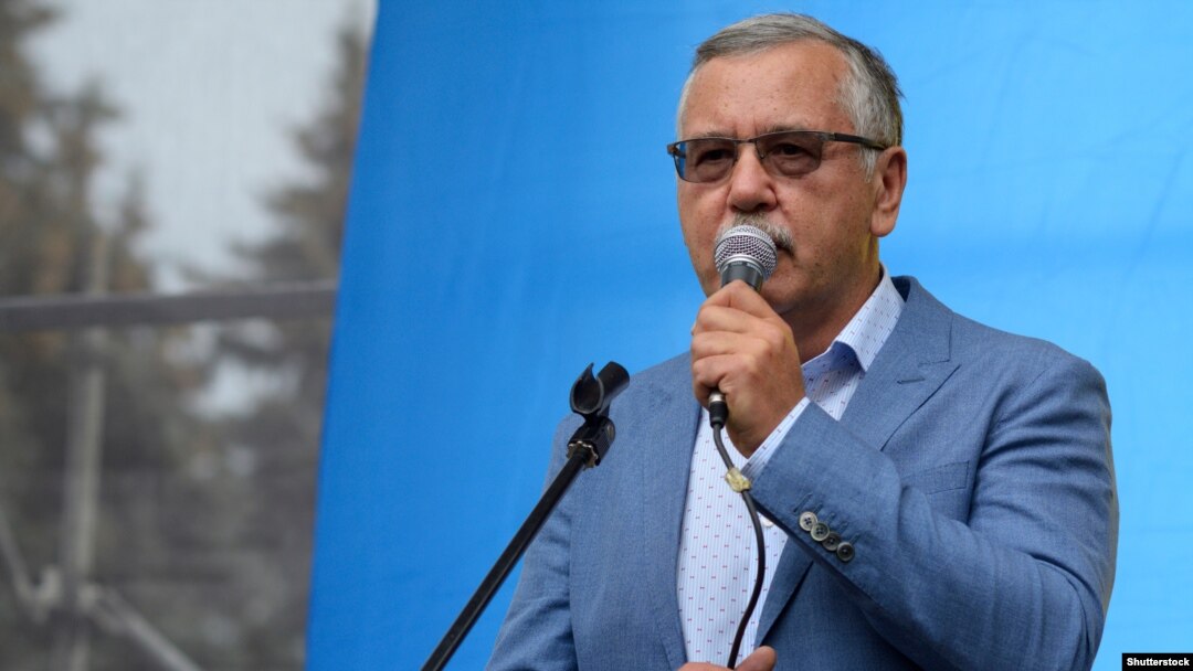 Анатолій Гриценко під час мітингу у Києві у 2018 році