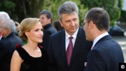 Gabriela Firea and her husband Florentin Pandele (center)