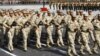 Armenia - Armenian soldiers march in a military parade in Yerevan, 21Sept2011.