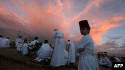 Members of the tiny Samaritan community attend a traditional ceremony at Mount Gerizim near the northern West Bank city of Nablus.