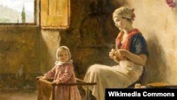 Эціё Марці, «Маці зь дзіцём у кухонным інтэр’еры».