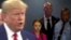 Swedish environmental activist Greta Thunberg watches as U.S. President Donald Trump enters the United Nations to speak with reporters in a still image from video taken in New York City