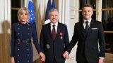 President of Uzbekistan Shavkat Mirziyoyev with French President Emmanuel Macron and his wife Brigitte Macron. Paris, March 13, 2025