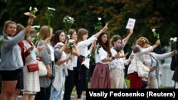 Protest protiv nasilja na protestima u Bjelorusiji 20. avgust 2020.  