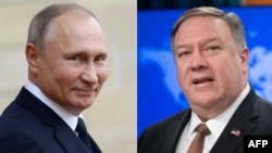 Presidenti rus, Vladimir Putin, dhe sekretari amerikan i Shtetit, Mike Pompeo,