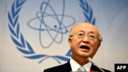 Yukiya Amano, director-general of the IAEA, speaks to journalists during his press conference of the IAEA board of governors meeting in Vienna last month.