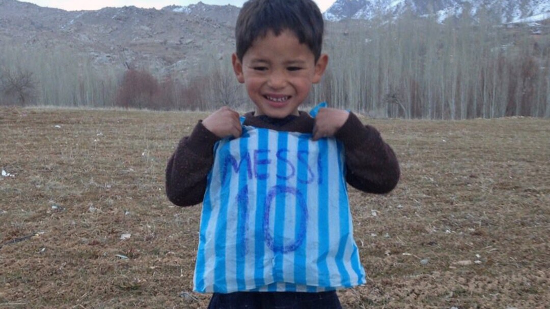 Score! Afghan Boy With Homemade Lionel Messi Jersey Just Got A