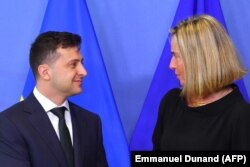 Mogherini cu Zelenski la Bruxelles, 5 iunie, 2019