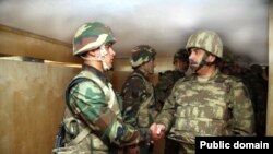 Azerbaijan - Azerbaijani Defense Minister Zakir Hasanov inspects troops deployed near Karabakh, 10May2016.