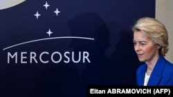 ევროპის კომისიის ხელმძღვანელი ურზულა ფონ დერ ლაიენი. მონტევიდეო, 6 დეკემბერი, 2024.