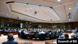 A general view of an EU foreign ministers' meeting in Brussels in February.